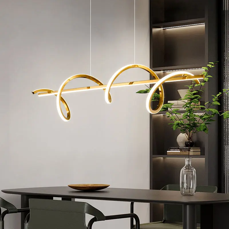 Pendant Lighting Fashion Lamps Chandelier Gold LED Linear Flexible Silica Gel Iron Home Decoration Modern 60 Suspension 2.5 OGS