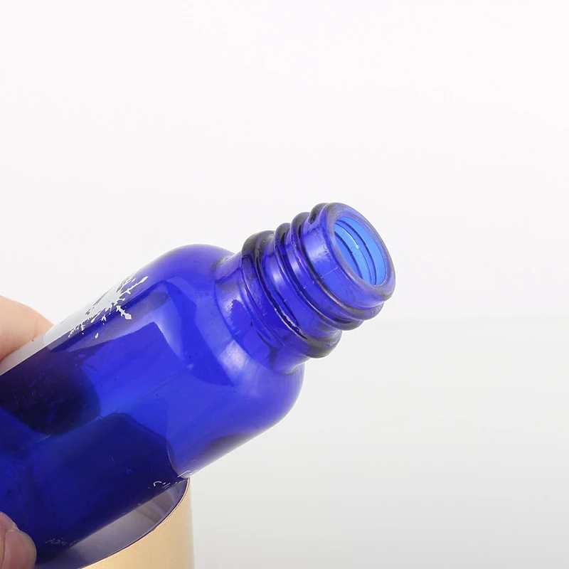 Full Set 10Ml 20Ml 30Ml 50Ml Blue Cylinder Glass Oil Bottle Gold Aluminum Pump Spray Bottles