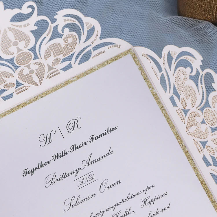 Индивидуальная печать carte de mariage Роскошные блестящие свадебные приглашения ручной работы