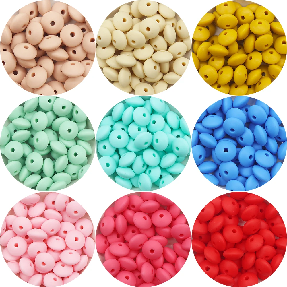 
Food Grade Silicone Teething Beads Baby Chew Abacus Lentil Beads Wholesale 