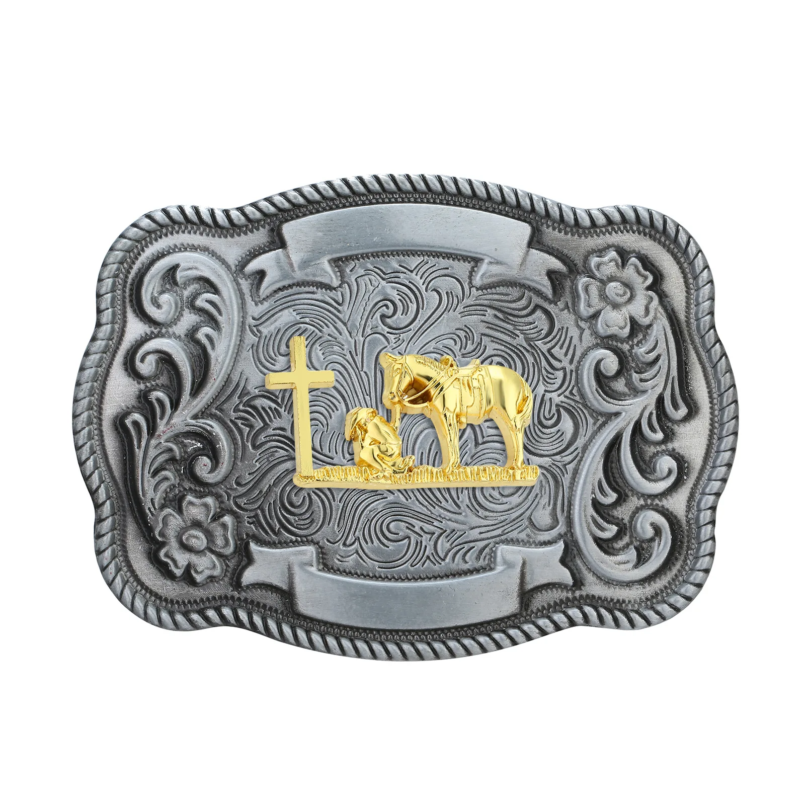 2024 professional manufacturer custom Zinc Alloy animal belt buckle double plating color Western belt buckle for belts