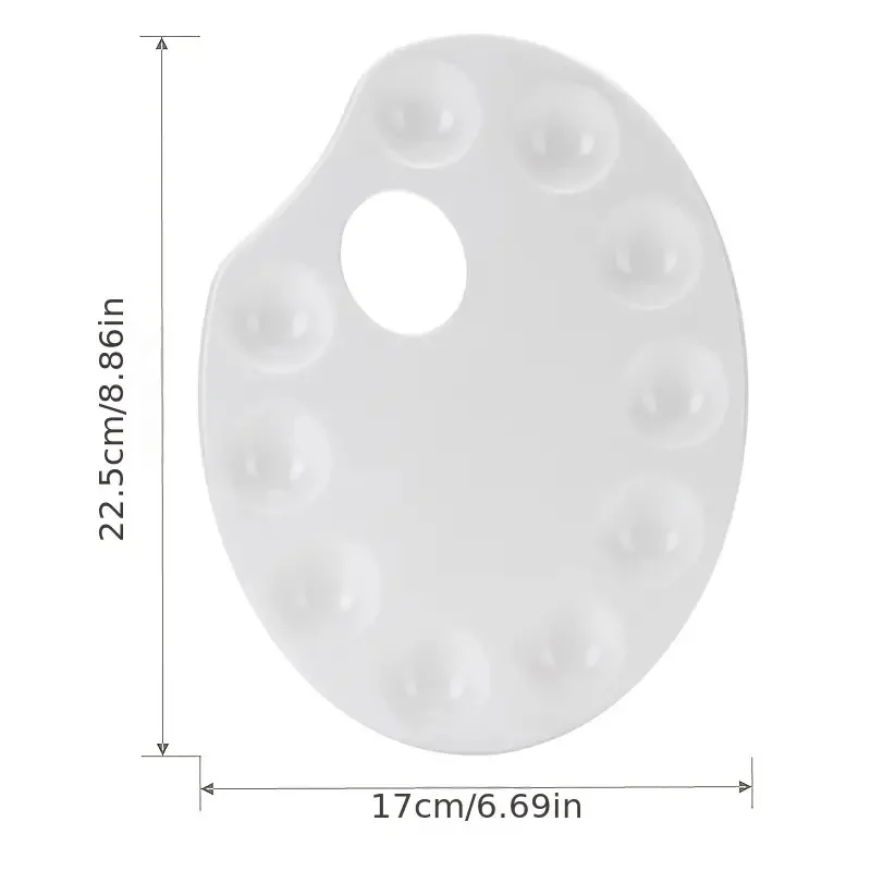 Opeth Multifunction Palette Hand Held Oval 10 Holes Watercolor Acrylic Mixing Plastic Palette DIY Painting Craft Art