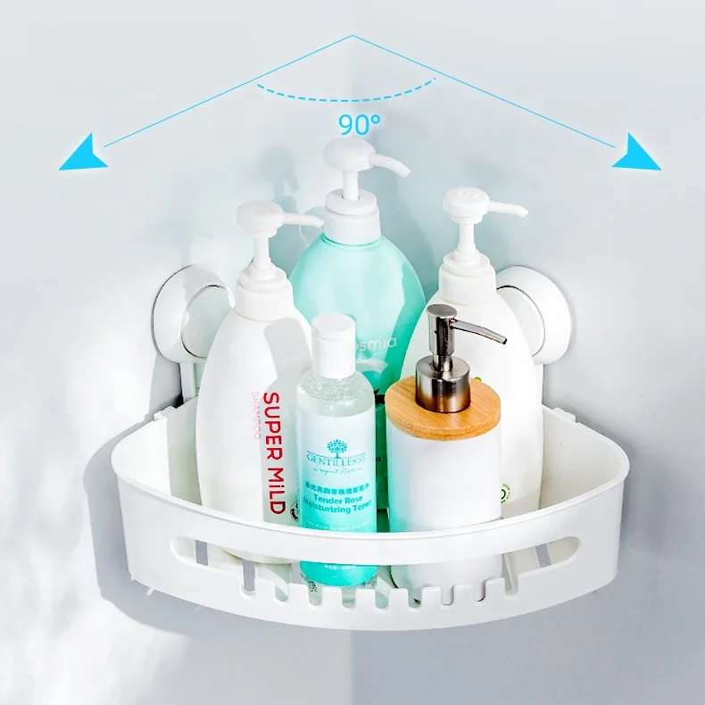 TAILI ABS & TPR Material Corner Shampoo Vacuum Suction shower caddy organizer plastic corner shelf caddy with 2hooks bath caddy