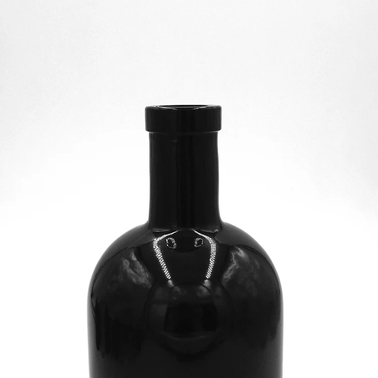 Round Shape Fancy Personalized Vodka Bottle Glass Cheap Price Black 750ml Bottles