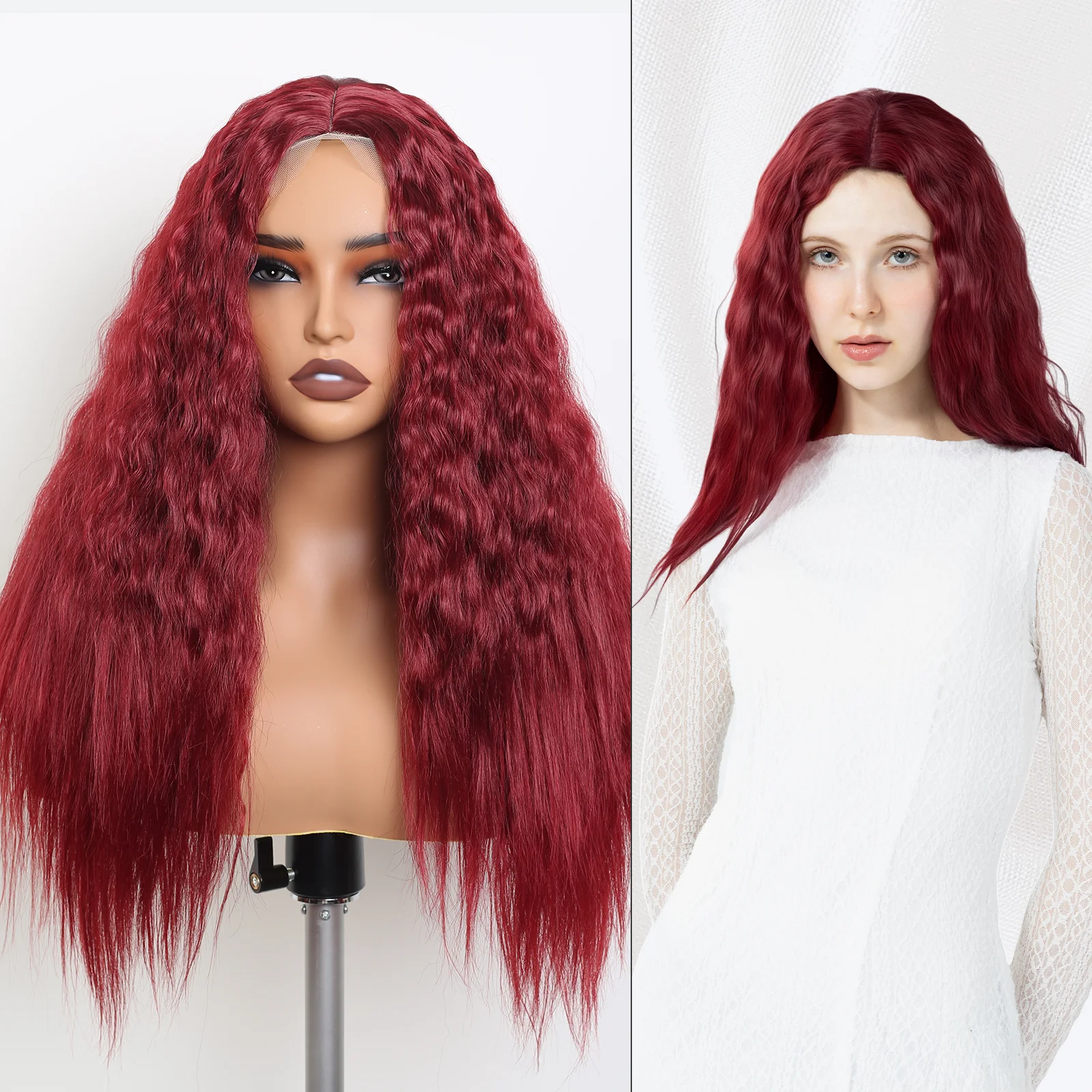 Wholesale Cheap Long Natural Colorful Synthetic Wigs High Quality Heat Resistant Lace Wig For Black Africa Women