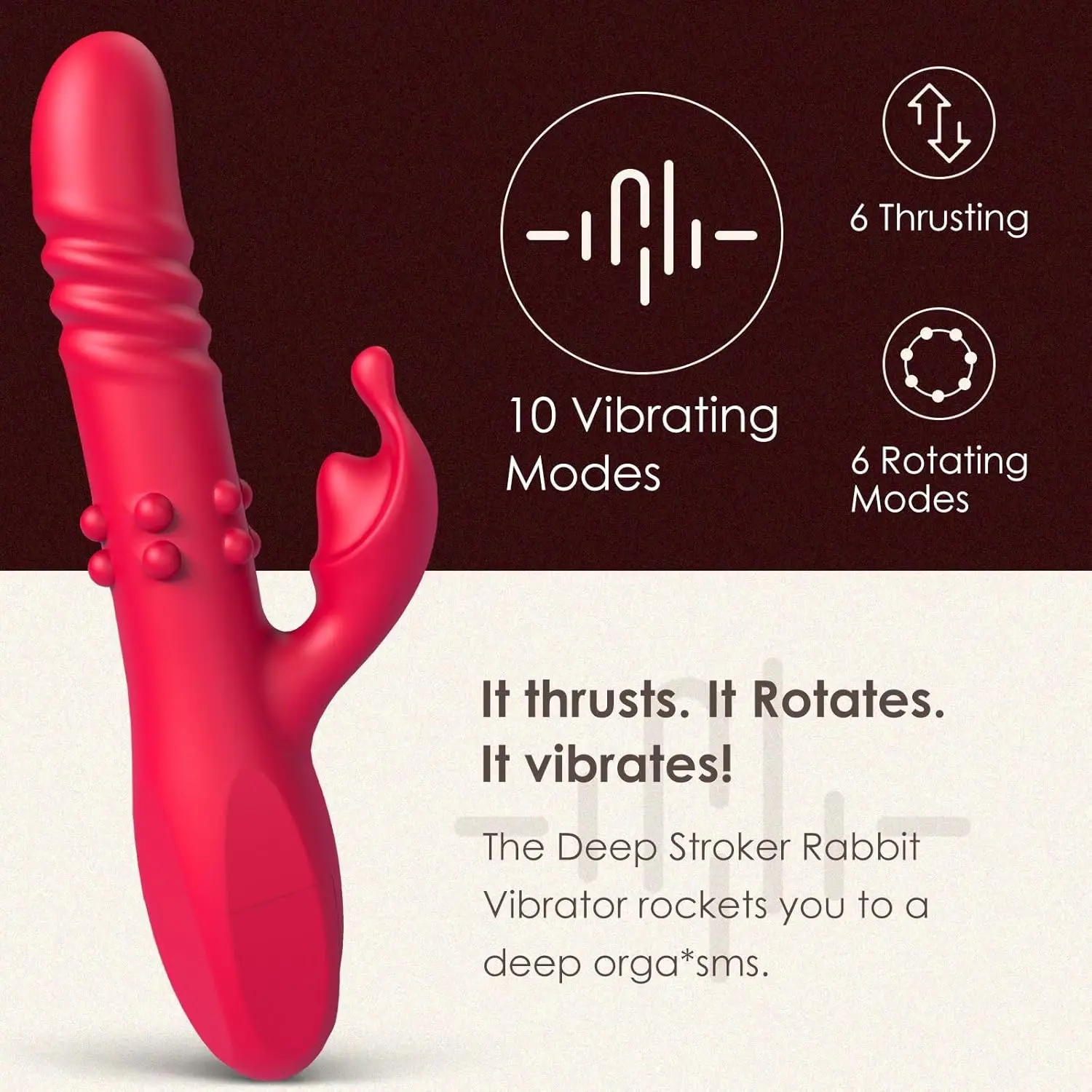 Dildo Vibrator For Women Realistic 4 In1 Sex Toy-Couples Adult Toys With 6 Thrusting Rotating 10 Vibrating Modes G Spot Clitoral