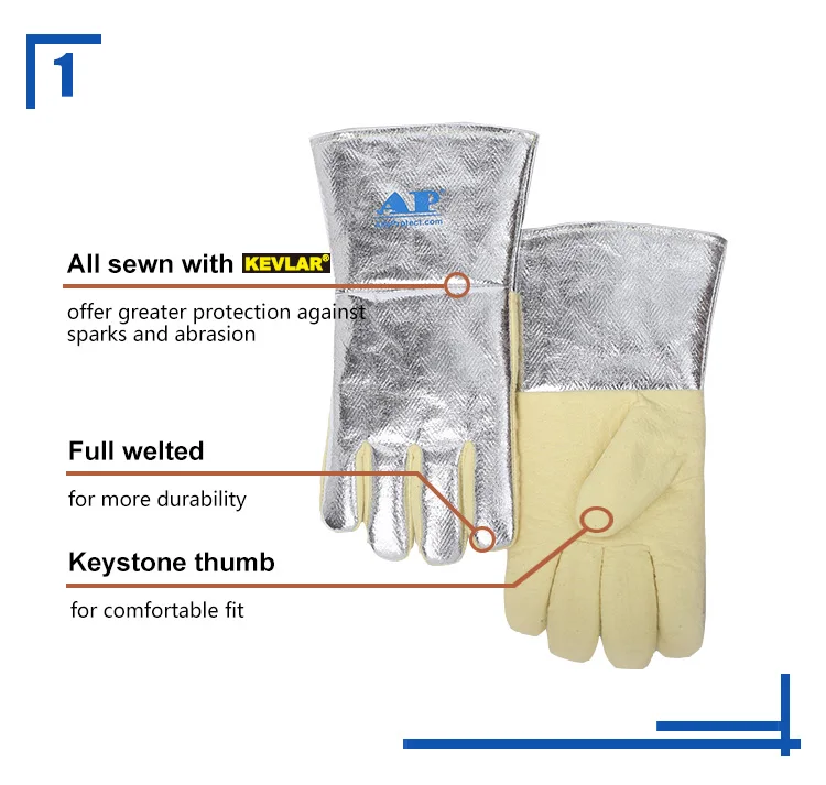 AP-4500 Aluminized Carbon high heat resistant gloves high heat protection gloves welding gloves