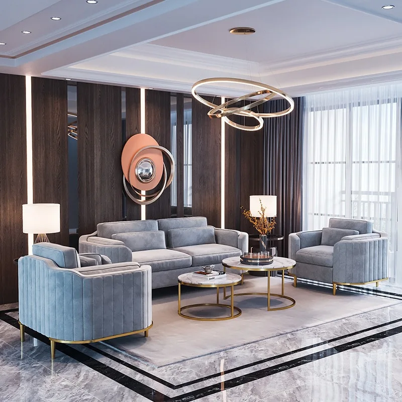 Wholesale Nordic Sectional Sofa luxury office sofa set Furniture Household modern simple bedroom Couch Velvet Living Room Sofa