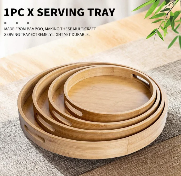 Custom Bandeja De Madera  Bamboo Wood Tray Serving Bandejas De Madera Decoracion