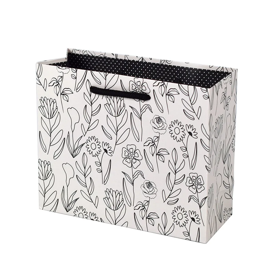 Wedding Small Size Simple White Card Gift Bag With Thread Draft Pattern