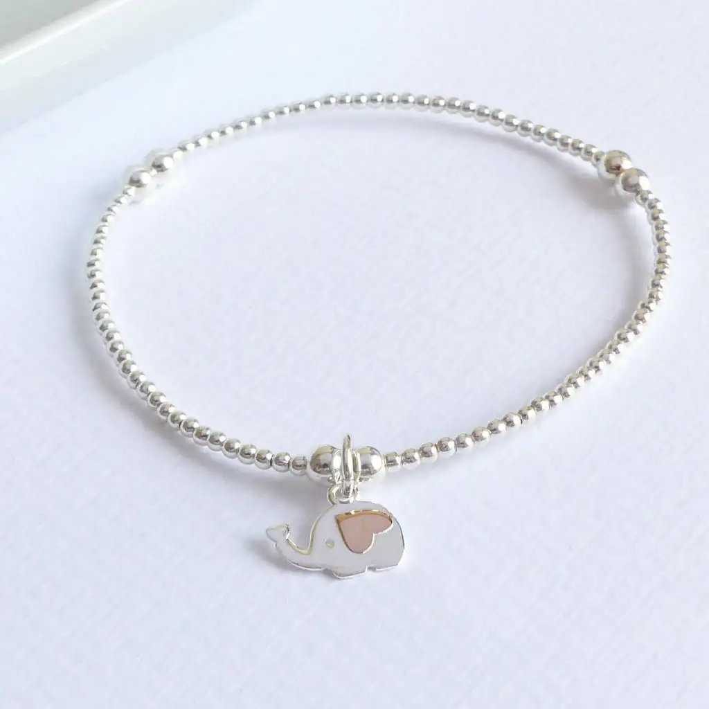Elephant Bracelet Jewelry Sterling Silver Elephant Charm Beaded Bracelet