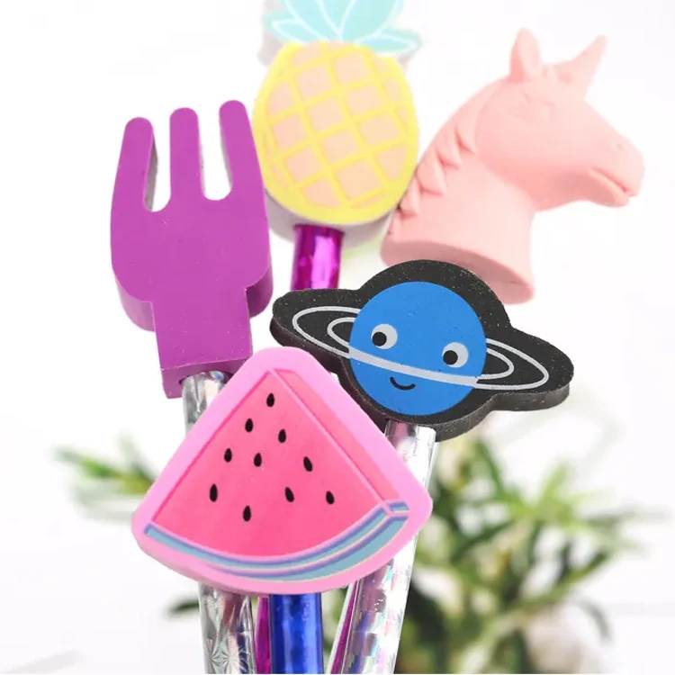 2pcs/pack Cartoon animal head Non-toxic wooden pencils for school students writing prize HB for drawing