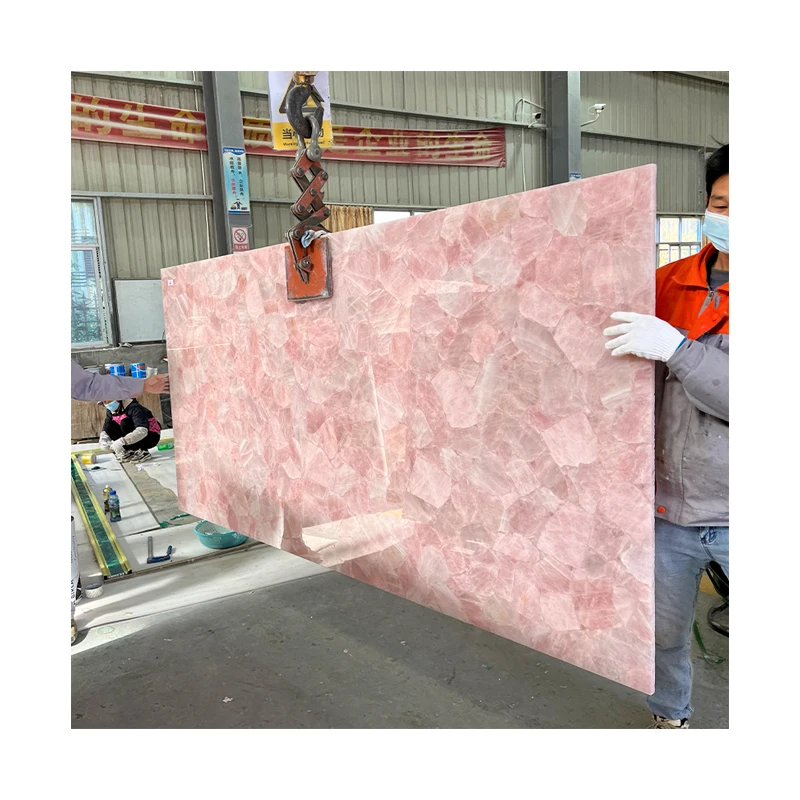 Wholesale Natural Luxury Stone Pink Marble Rose Quartz Pink Crystal Big Slab