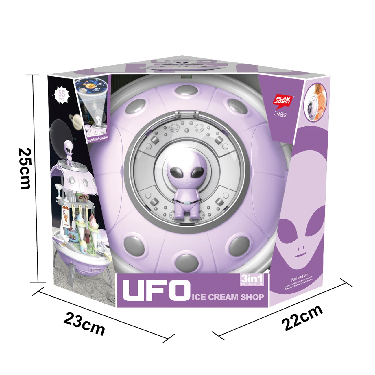 3 IN 1 UFO Pretend Play Projector Backpack Alien DIY dessert Seller Shop Game Ice Cream Pretend Play Toys