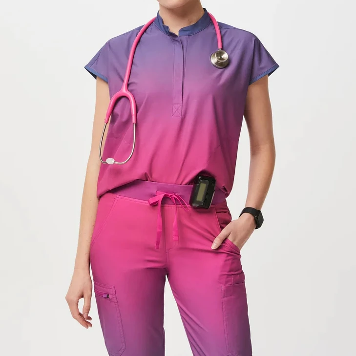 Polyester Rayon Spandex Scrubs Uniforms Sets Fashionable Designs New Style Medical Hospital Nurse Uniform