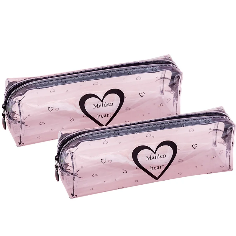 Lovely Waterproof Pencil Case Letter Octagonal Pencil Bag School Supplies Stationery Transparent Cartoon Custom 10pcs 18.6*6.1cm