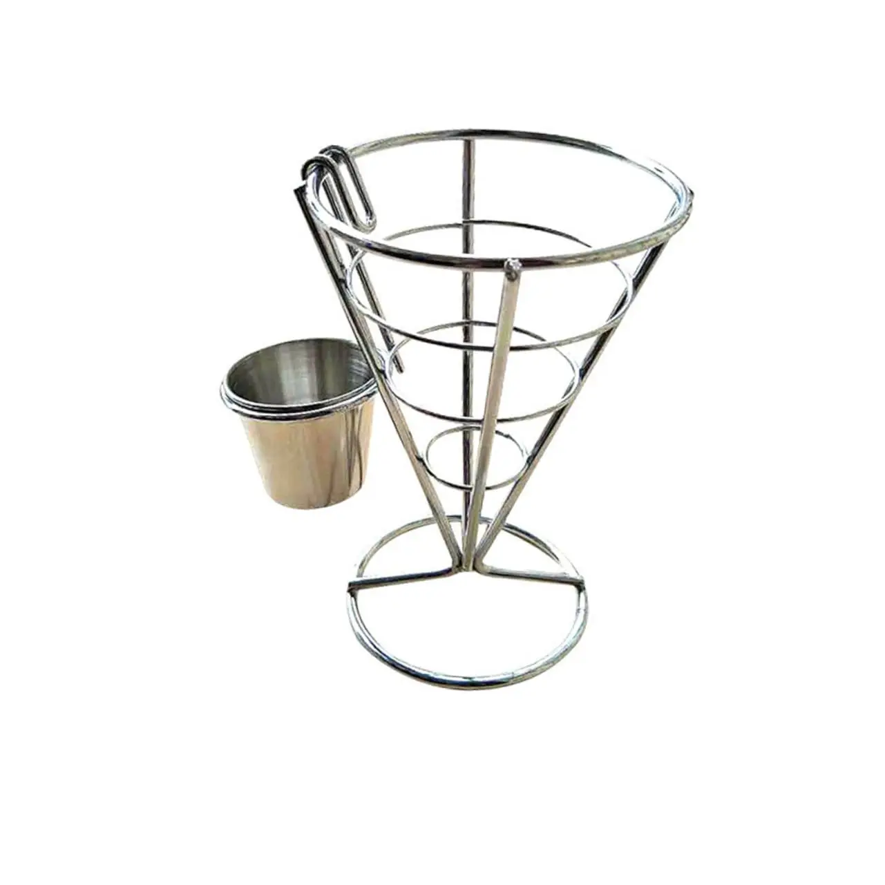 Stainless Steel Spiral Cone Potato Chips Snack French Fries Holder Fry Basket Wire Stands