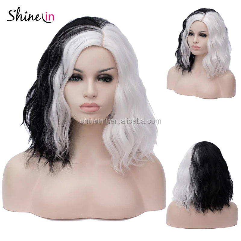 Hot Sale Bob Short Wavy Curly Wig Women Colorful Rainbow Wig For Halloween Cosplay Daily Party