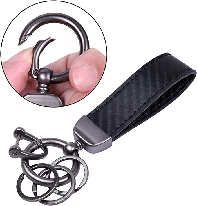 Custom Logo High Quality Luxury Craft Car Key Pendant Parts Black Microfiber Leather Western Keychain