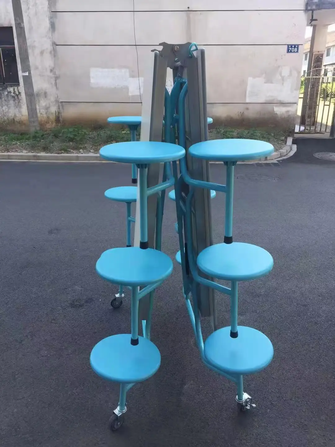 Plastic 12 Seat Garden Folding Dining Cafeteria Tables And Chair Set Steel School Dining Hall Canteen Table And Chair