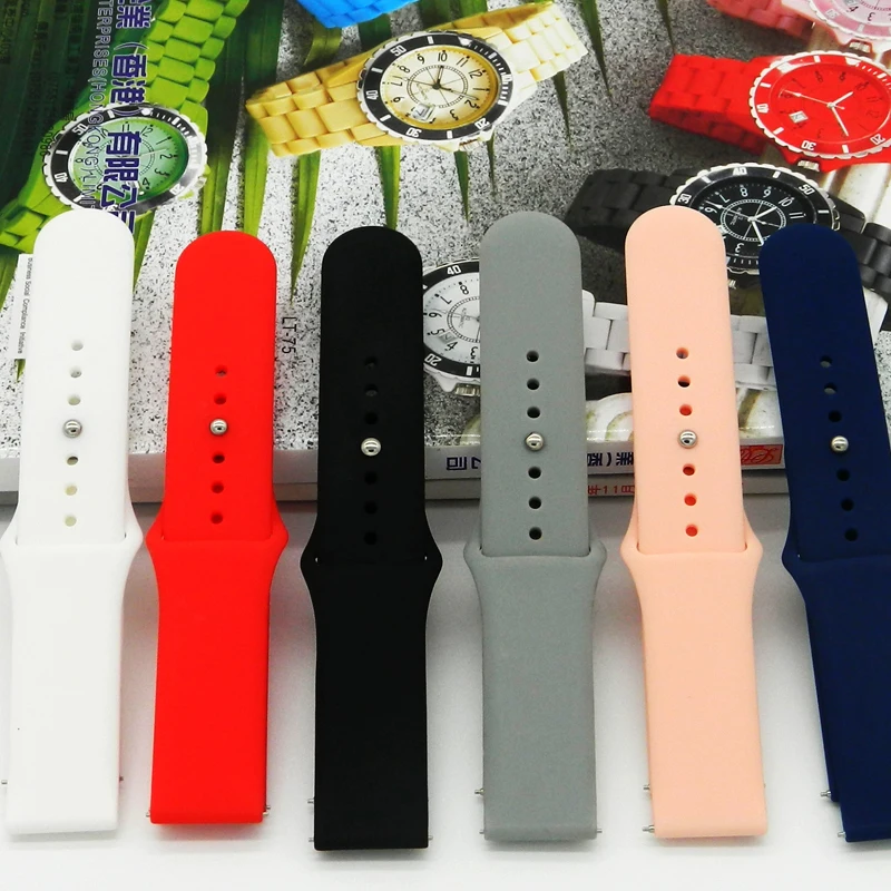 20/22MM High-end Style Silicone Sports Strap Universal Solid Color Strap for Smart Watch Strap for Fit bit Wrist Watch