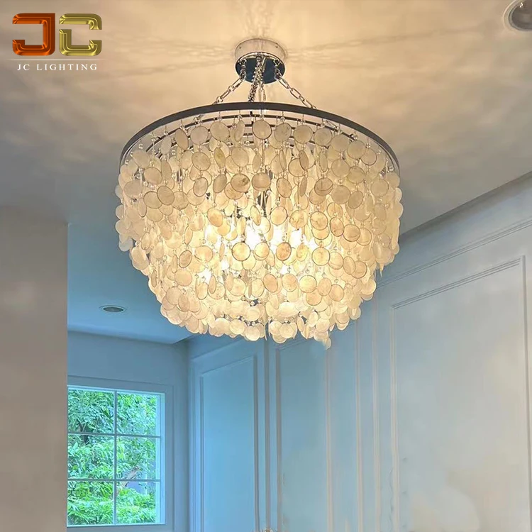 Светильник JC LUXU с хромированной отделкой, люстра с перламутровыми ракушками, ручная работа, кольцо для рисования, подвесной светильник для столовой