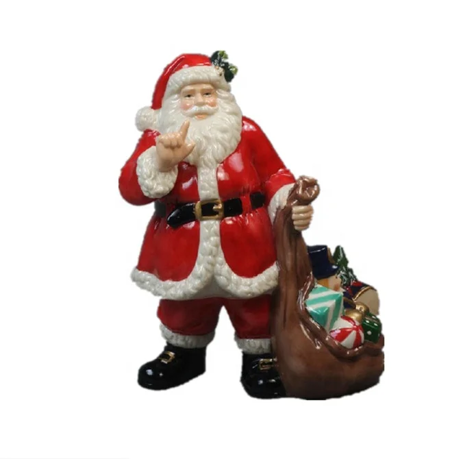 ceramic custom  Santa Claus statue Christmas ornament figure