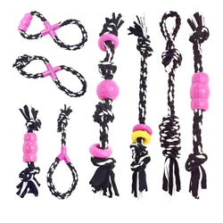Puppy Chew Rope Toys Rubber Pet Dog Molar Bite Chew Toy with Cotton Rope