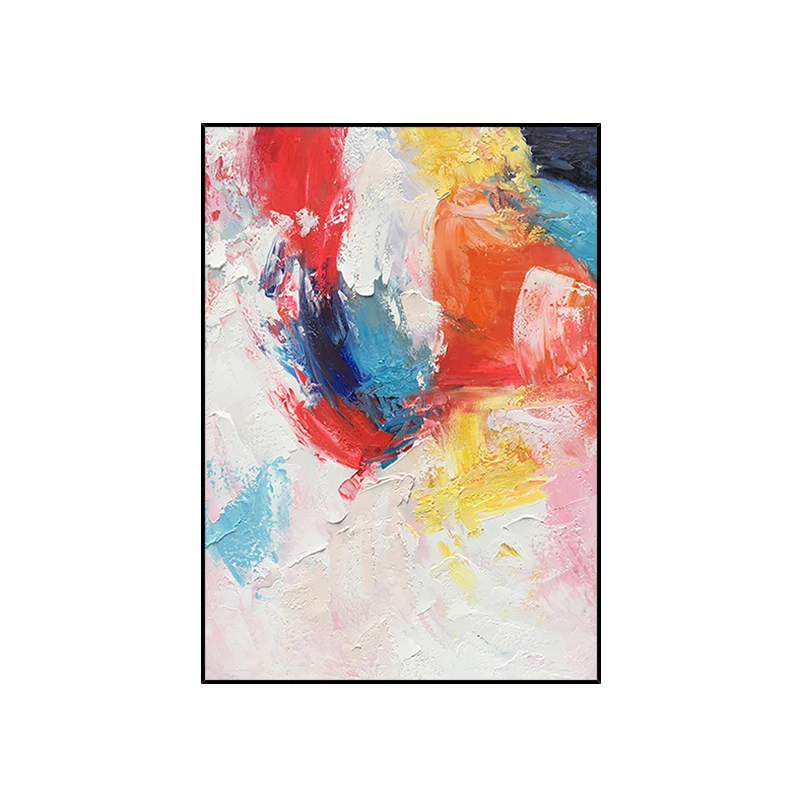 Pure hand-painted oil painting abstract wall art black and white orange modern decorative picture