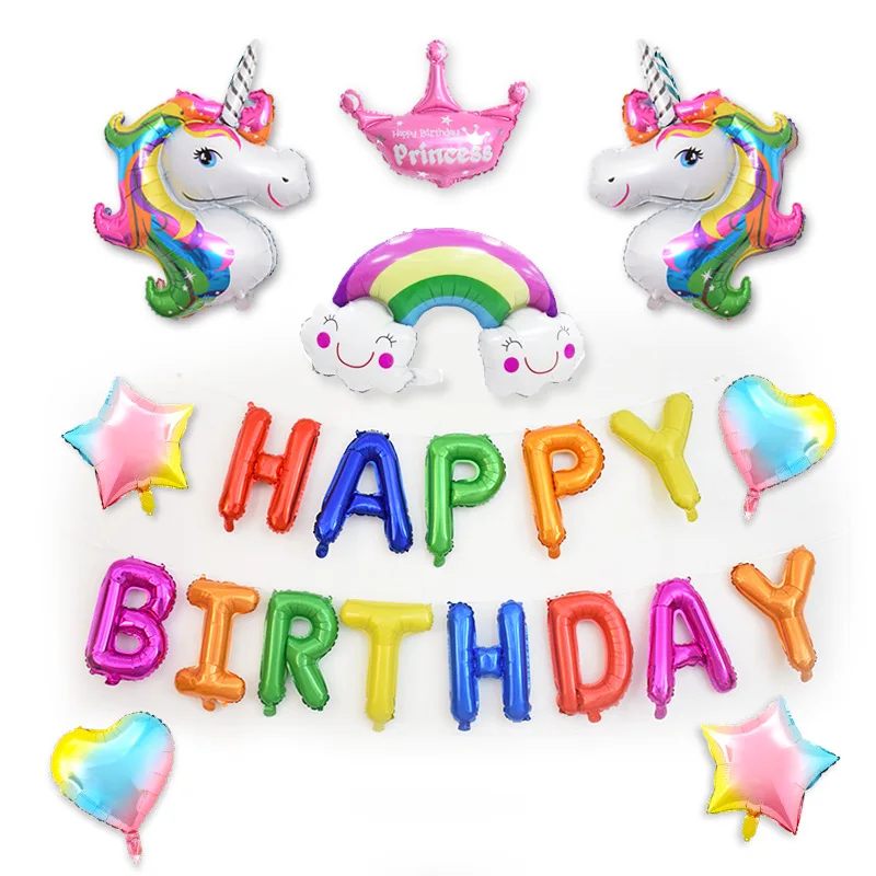 Набор розового единорога для украшения детской вечеринки, набор посуды, бумажная тарелка, бумажная чашка, Натяжной флаг, товары для украшения вечеринки