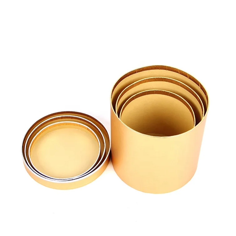 Custom gold foil cardboard round tube box Wholesale cheap paper cylinder flower boxes