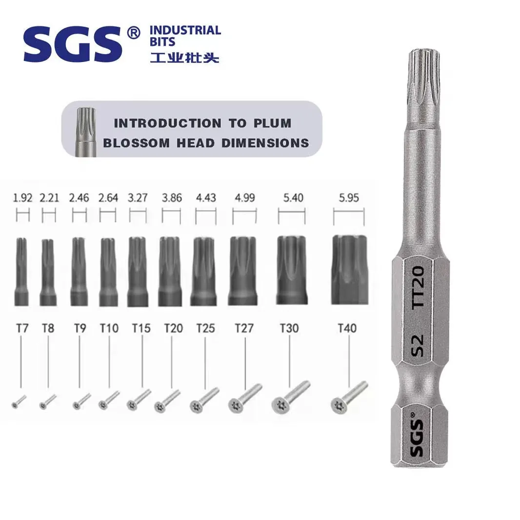 SGS source factory 1/4 Inch Strong Magnetic S2 material 50-150mm Single Head Torx industrial screwdriver bits