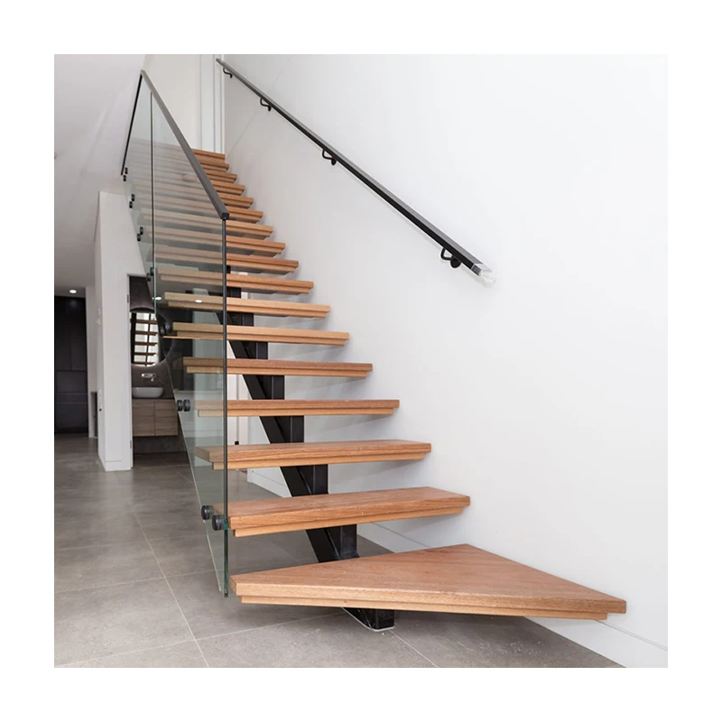 Цена по прейскуранту завода-изготовителя Высокое качество интерьер моно стронгер прямые светодиодные светильники 80 мм толщиной деревянные ступенчатые лестницы с индивидуальными лестничными перилами