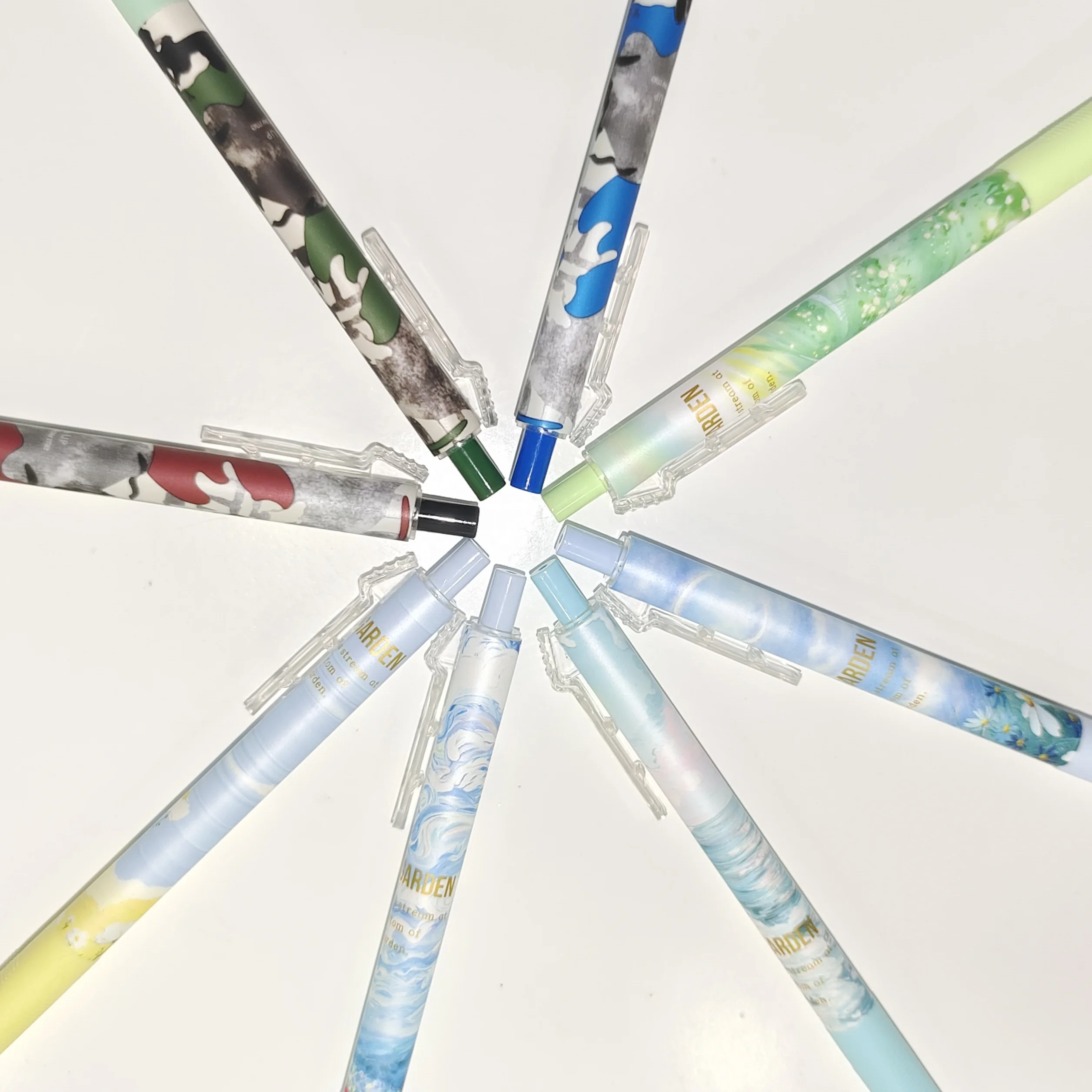 Promotional Gift Custom Design sublimation solid beautiful  soft grip Heat Transfer printing gel pen for girls pena