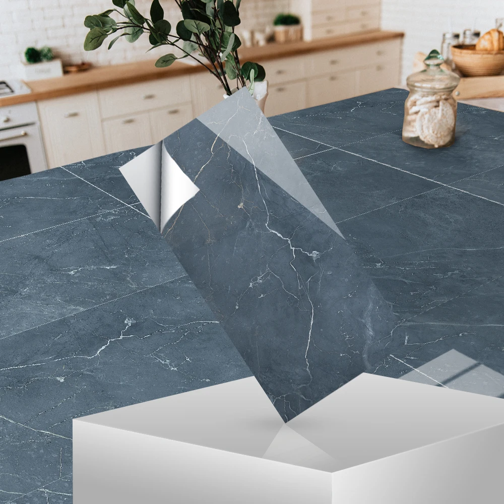 Pvc Granite Marble Effect Contact Wall Paper Roll 3d Design FauxGreen blue Marble Wallpaper Sticker For home decor