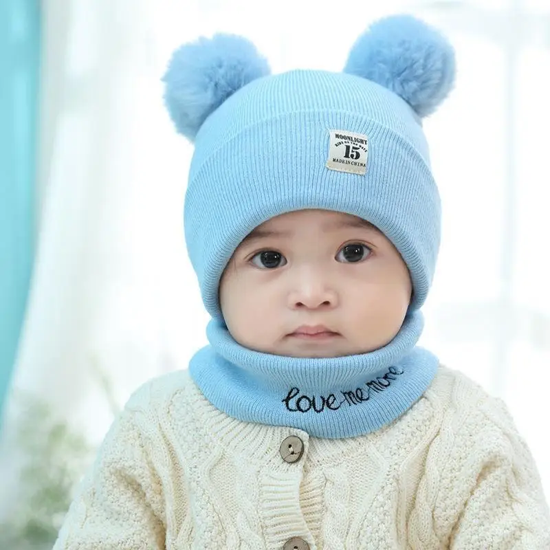 Winter Children Warm Baby Knitted Hats With Pom Pom Kids Knit Beanie Hats Winter For Kids Boys Girls Children Warm Beanie Cap