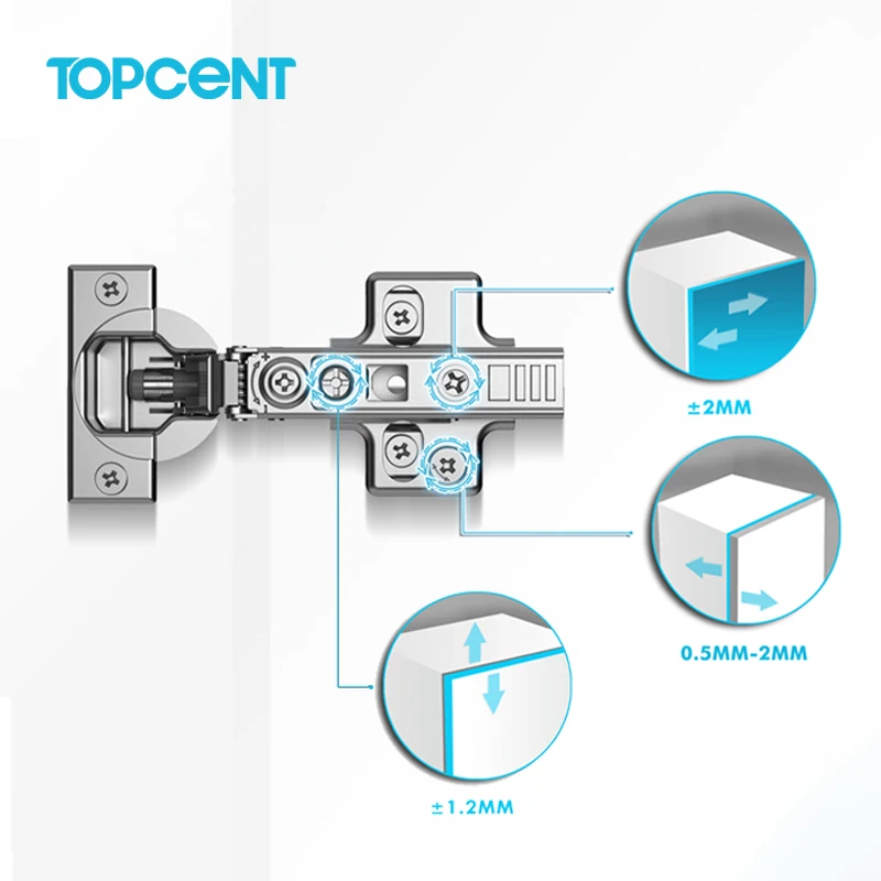 Topcent Furniture Hardware Hydraulic 3D 4D adjustable furniture kitchen cabinet concealed soft close hinge bisagras