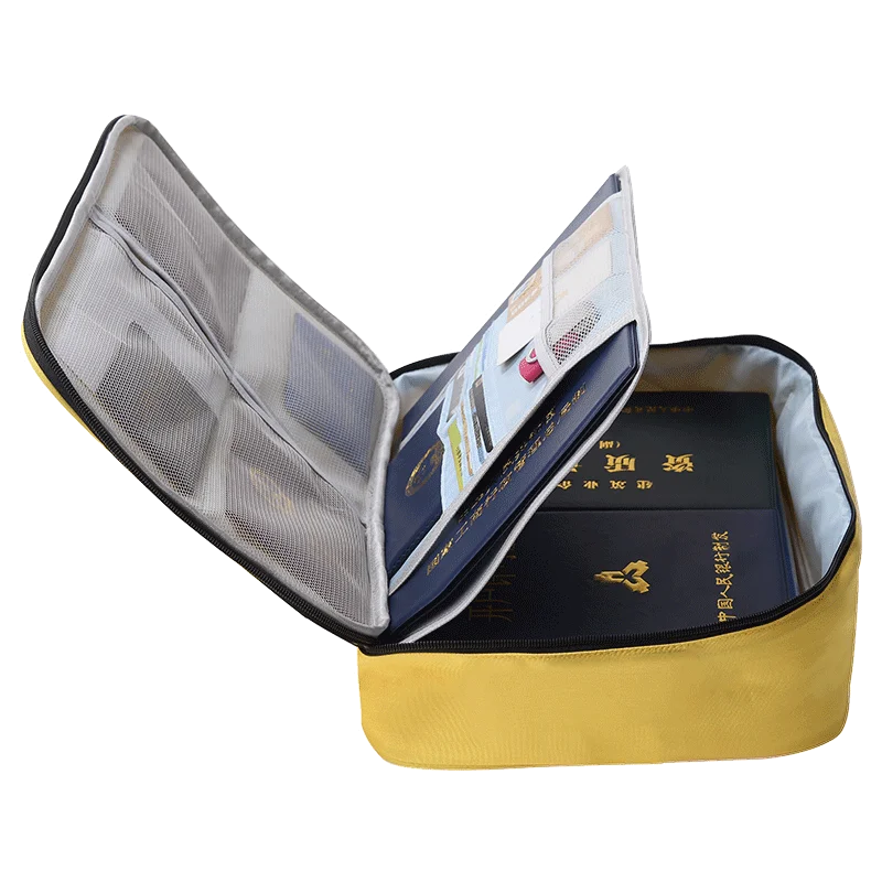 2 layers travel waterproof big capacity file passport bag documents case without lock