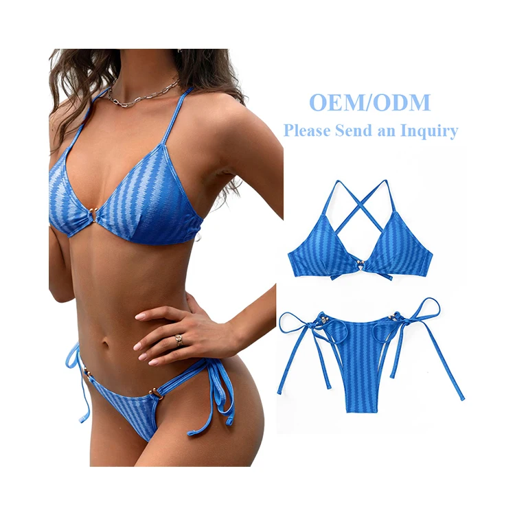Aide Beachwear Metallic Ring Design Swimwear Swimsuit Bikini Set Two Piece Glitter Bikini Manufacturer