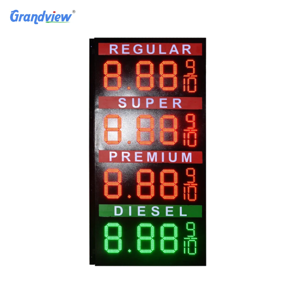 Grandview outdoor digital sign board waterproof gas station led price display led gas price board