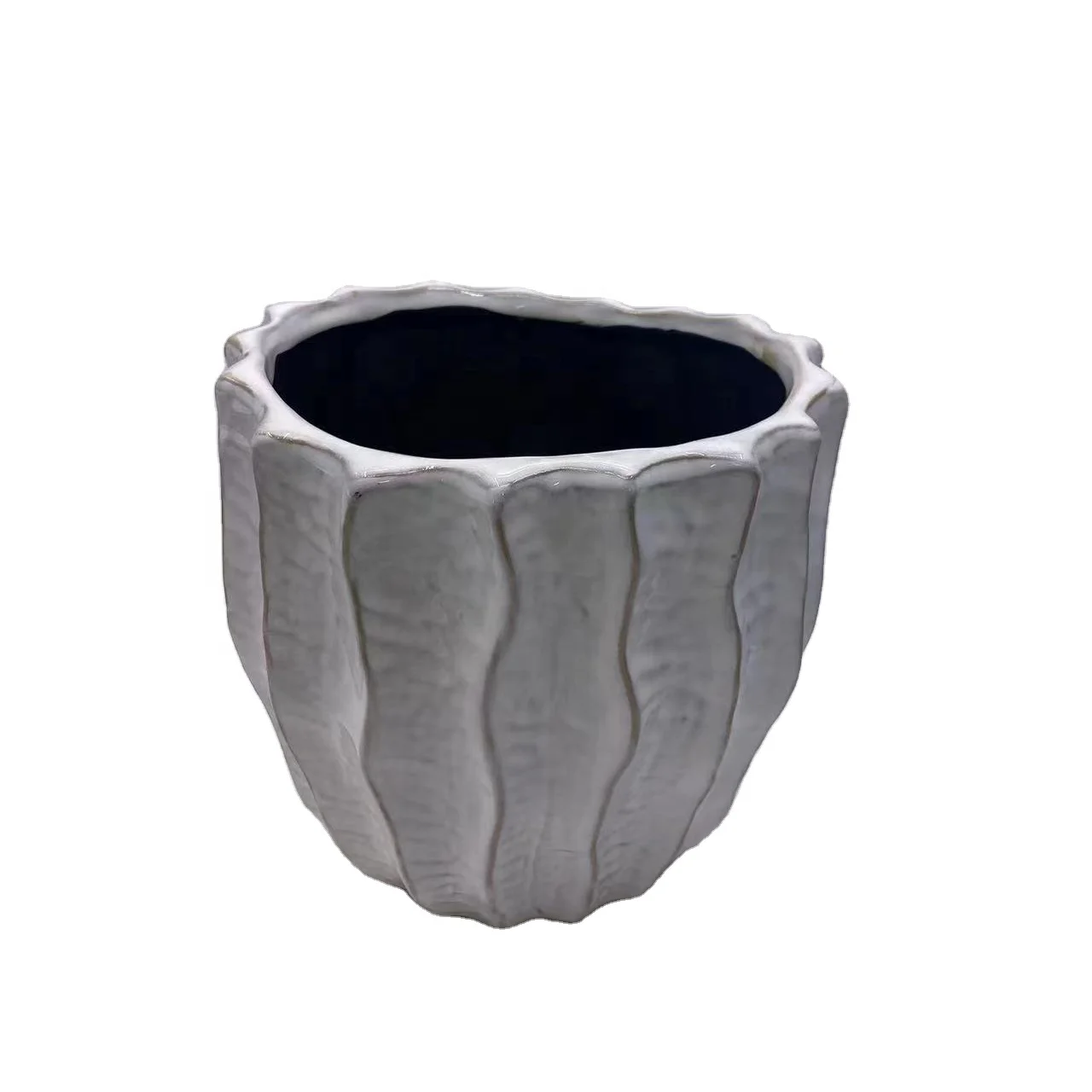 Customized embossed 4-inch rural style indoor ceramic flower pot indoor outdoor planter vase