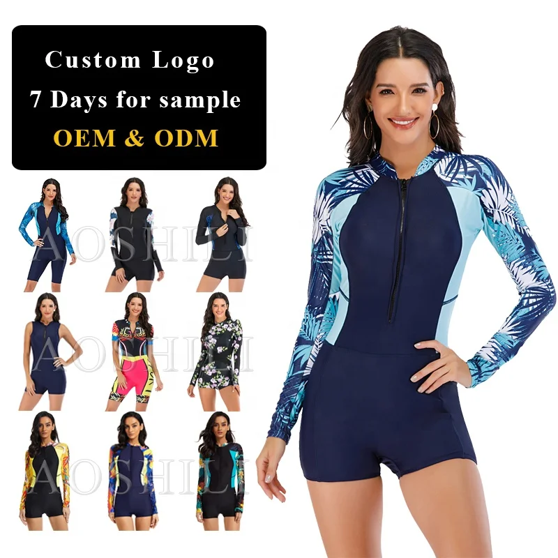 AOSHILI swimwear swimsuit 2022 new one piece diving suit long sleeve rash guard beach surfing bathing suits wetsuit for women