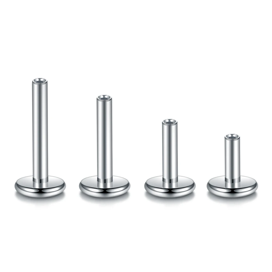 10pcs/lot Titanium Push-in Labret Lip Bar Ear Tragus Earrings Replacement Flat Bar Threadless Labret Post Body Jewelry 16G