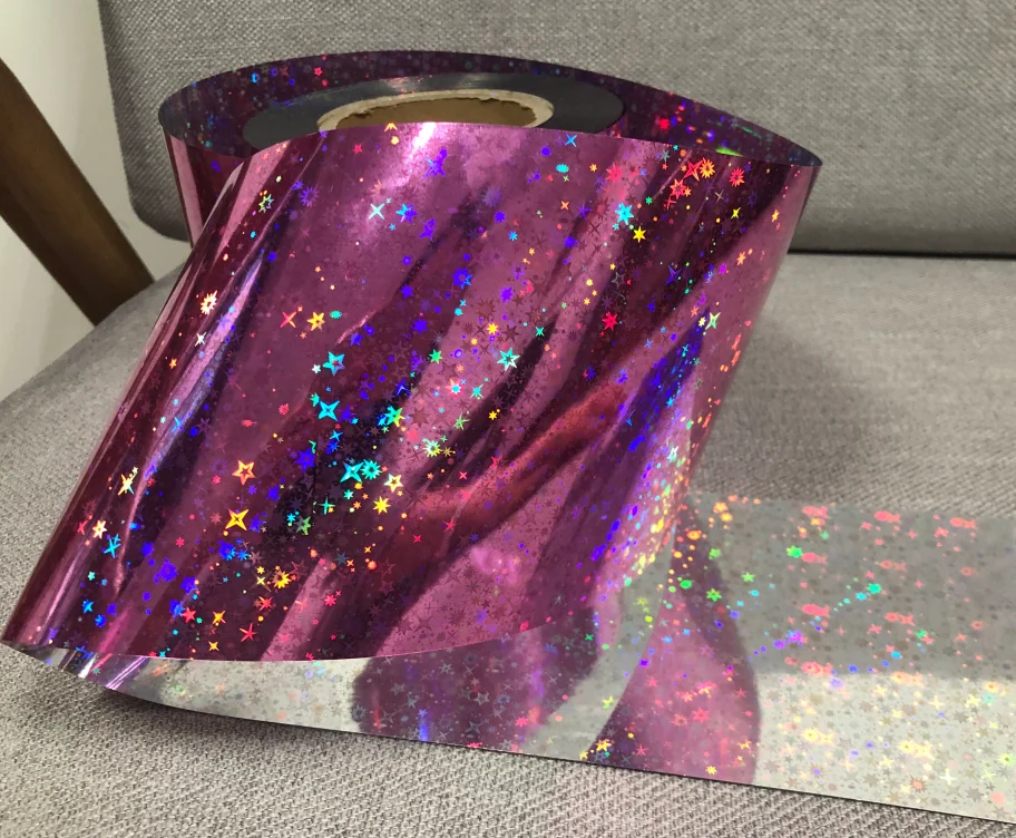 Wenzhou hongda металлические блестки ПЭТ пленка металлик звезда дизайн двухсторонний цвет золотой-красный розовый-синий розовый-Серебряный для текстиля свадьбы