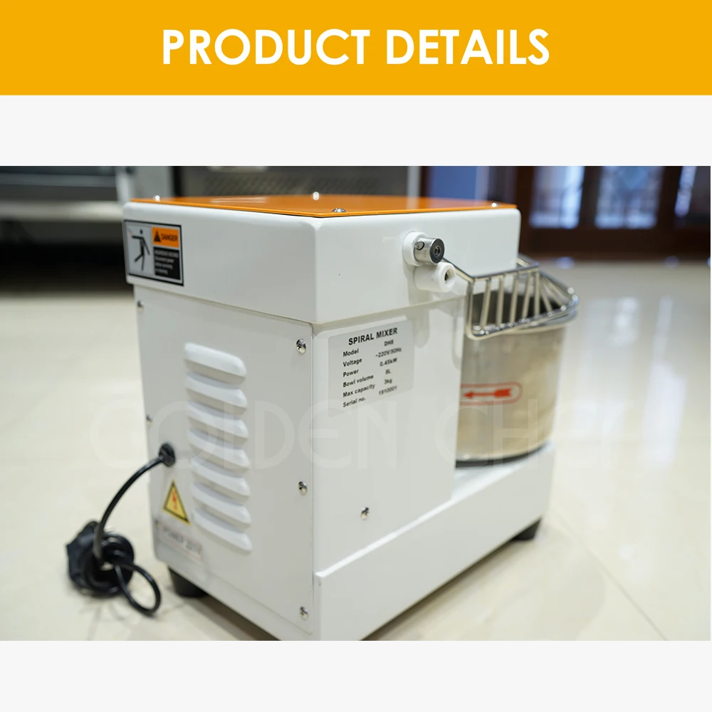 Golden Chef small bakery equipment table top Impastatrice a spirale 8L 3 kg commercial  dough spiral mixer