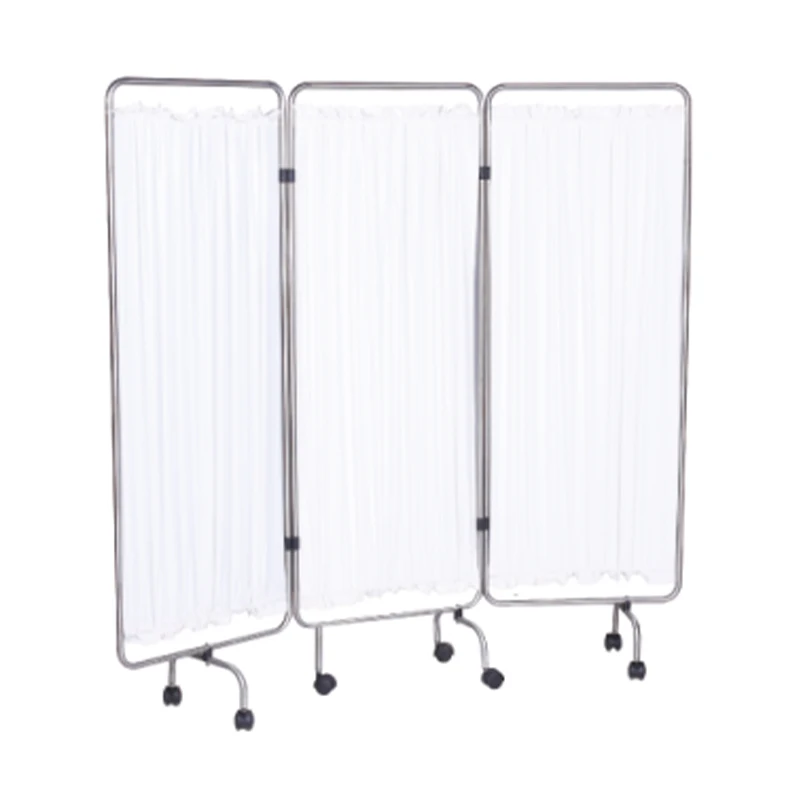 2024 New Design 3 Fold 4 Fold Hospital Bedside Stainless Steel Screen curtain with wheel