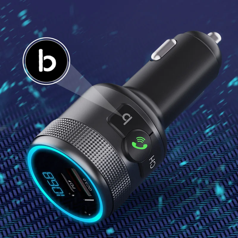 C81 Car FM Transmitter with Booster Car MP3 Player QC3.0 PD20W Dual Fast Charging Bluetooth 5.1 Transmisor FM Para Coche