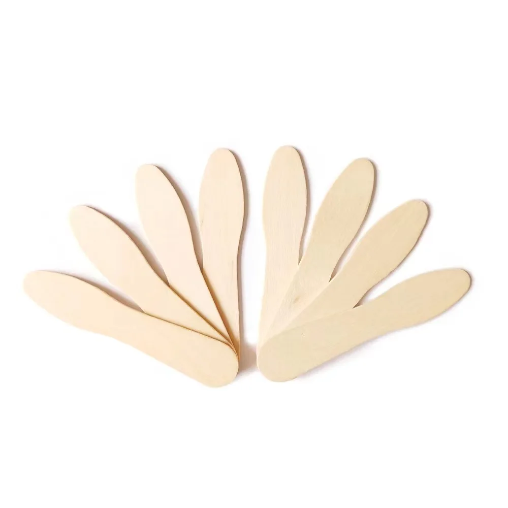 Low MOQ birch wood ice cream stick/spoon wooden popsicle sticks waxing spatulas with brand logo