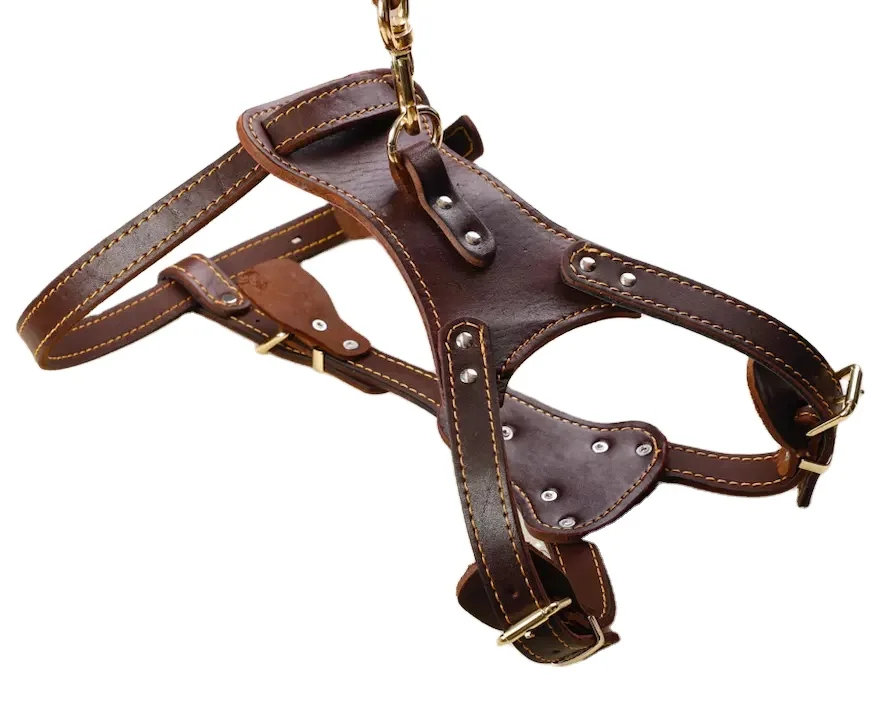 Leather Large Dog Harness Heavy Duty Vest Thick Soft Chest Strap for German Shepherd Dogs