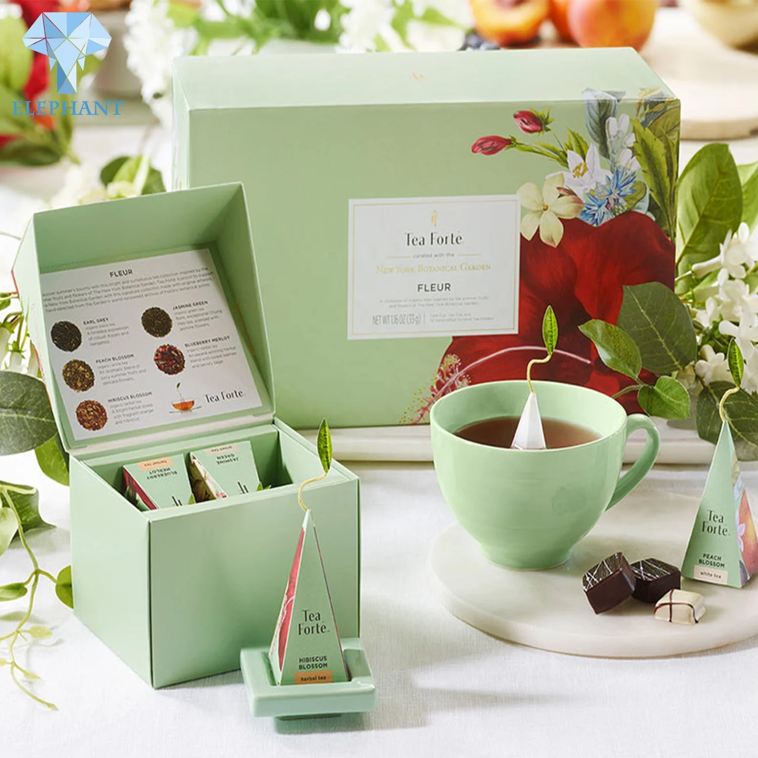 Custom  Luxury Square Flower Magnetic Color Box Packing Tea Cup And Saucer Tea Set Coffee Mug Paper Gift Packaging Box